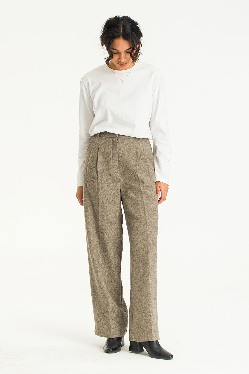 Brielle Wool Blend Slacks, Pebble