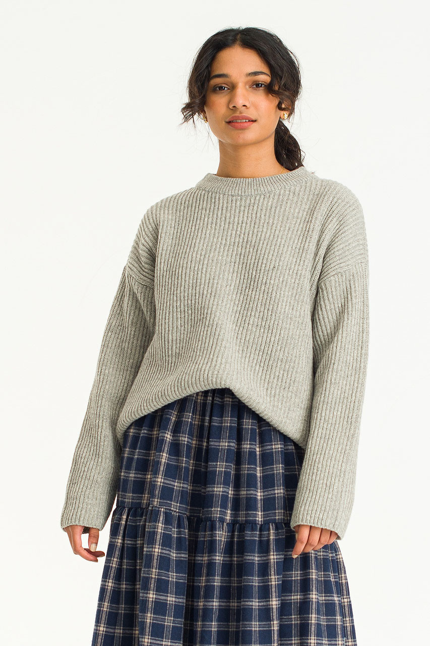 Joelle Boxy Ribbed Jumper, Grey