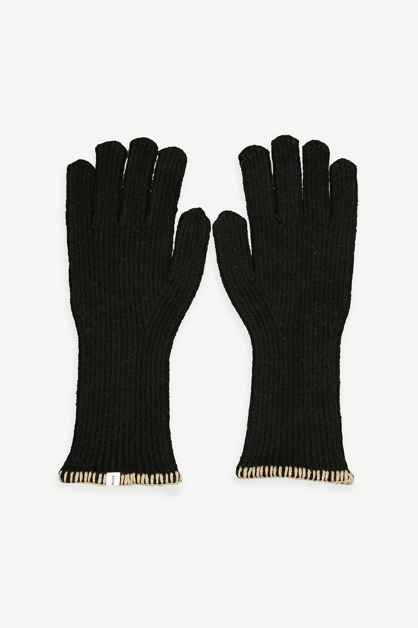Yuna Ribbed Gloves, Black