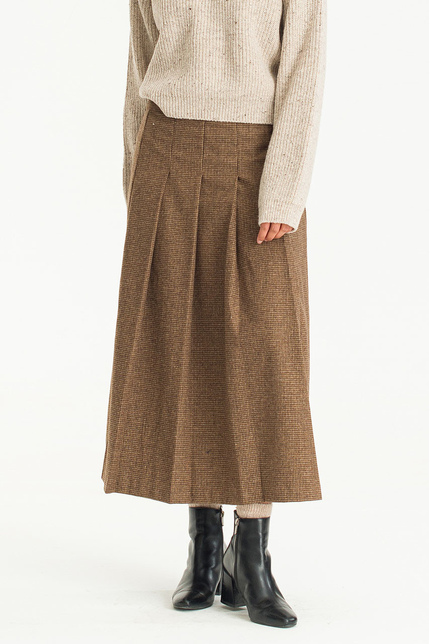 herlipto Pleated Checkered Twill Skirt