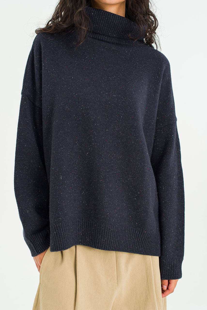 Oversize Roll Neck Jumper, Midnight Navy