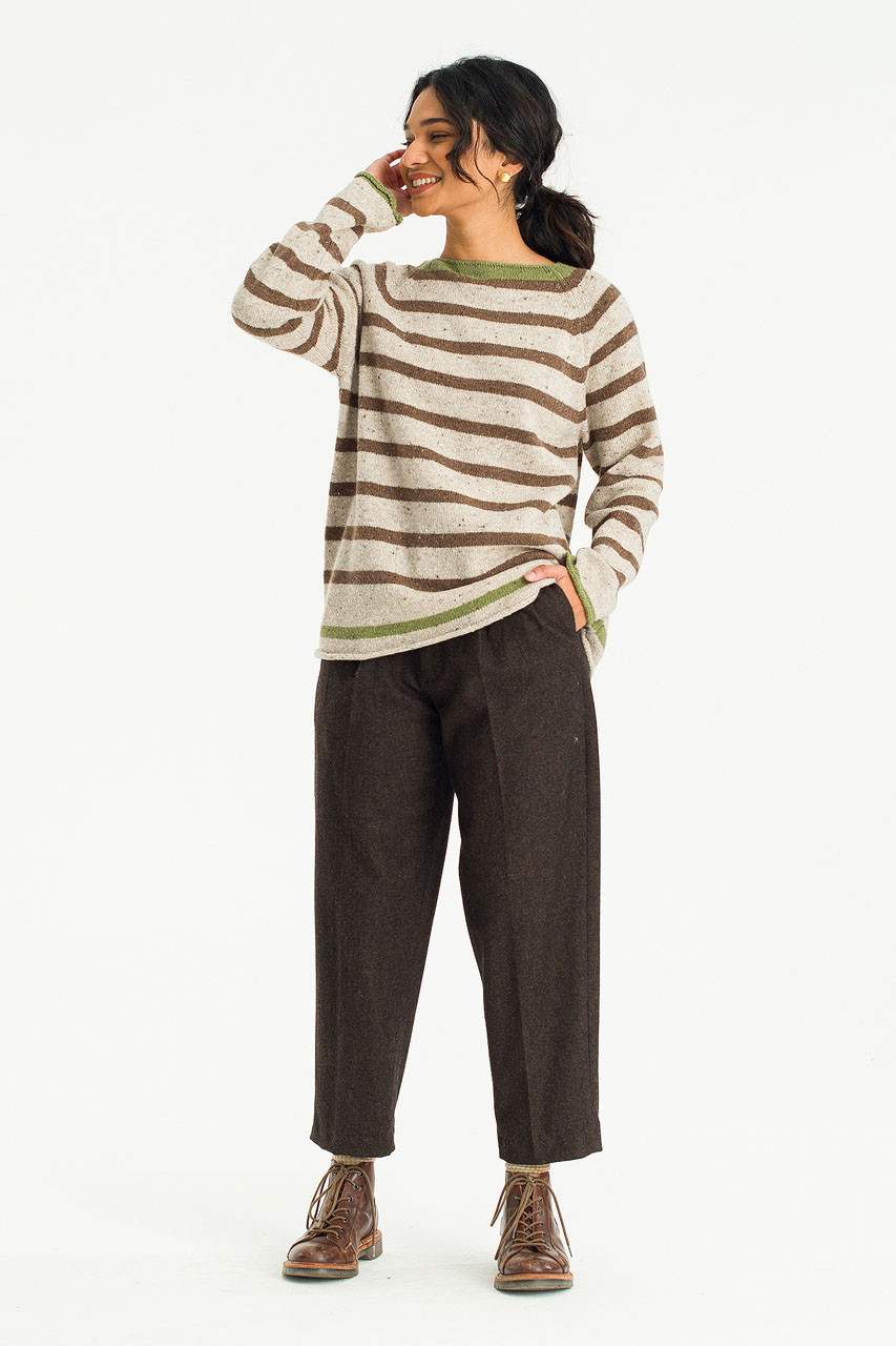 Heide Contrast Colour Stripe Jumper, Khaki