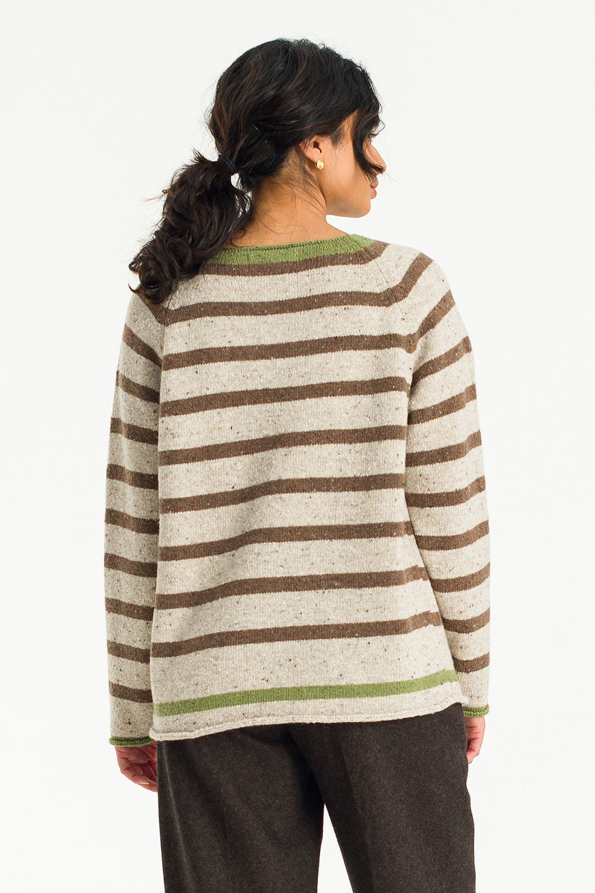 Heide Contrast Colour Stripe Jumper, Khaki