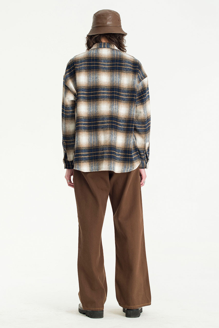 Menswear | Wide Twill Herringbone Pants, Brown