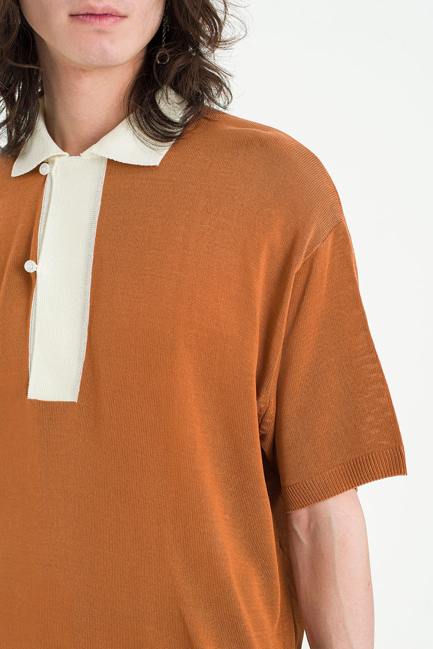 Menswear | Block Polo Knit, Orange