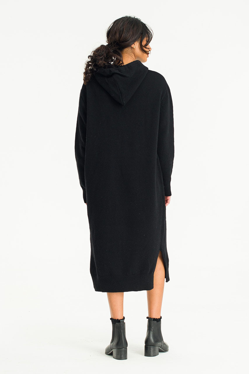 Camille Wool Hoody Dress, Black