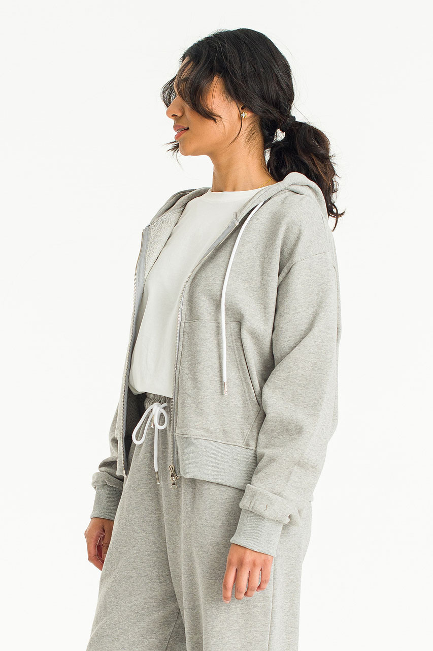 Taco Soft Zip Up Sweat, Melange Grey