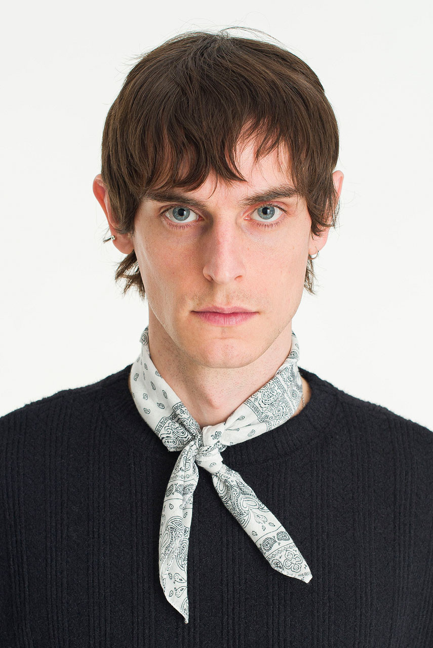 Menswear | Small Paisley Scarf, White