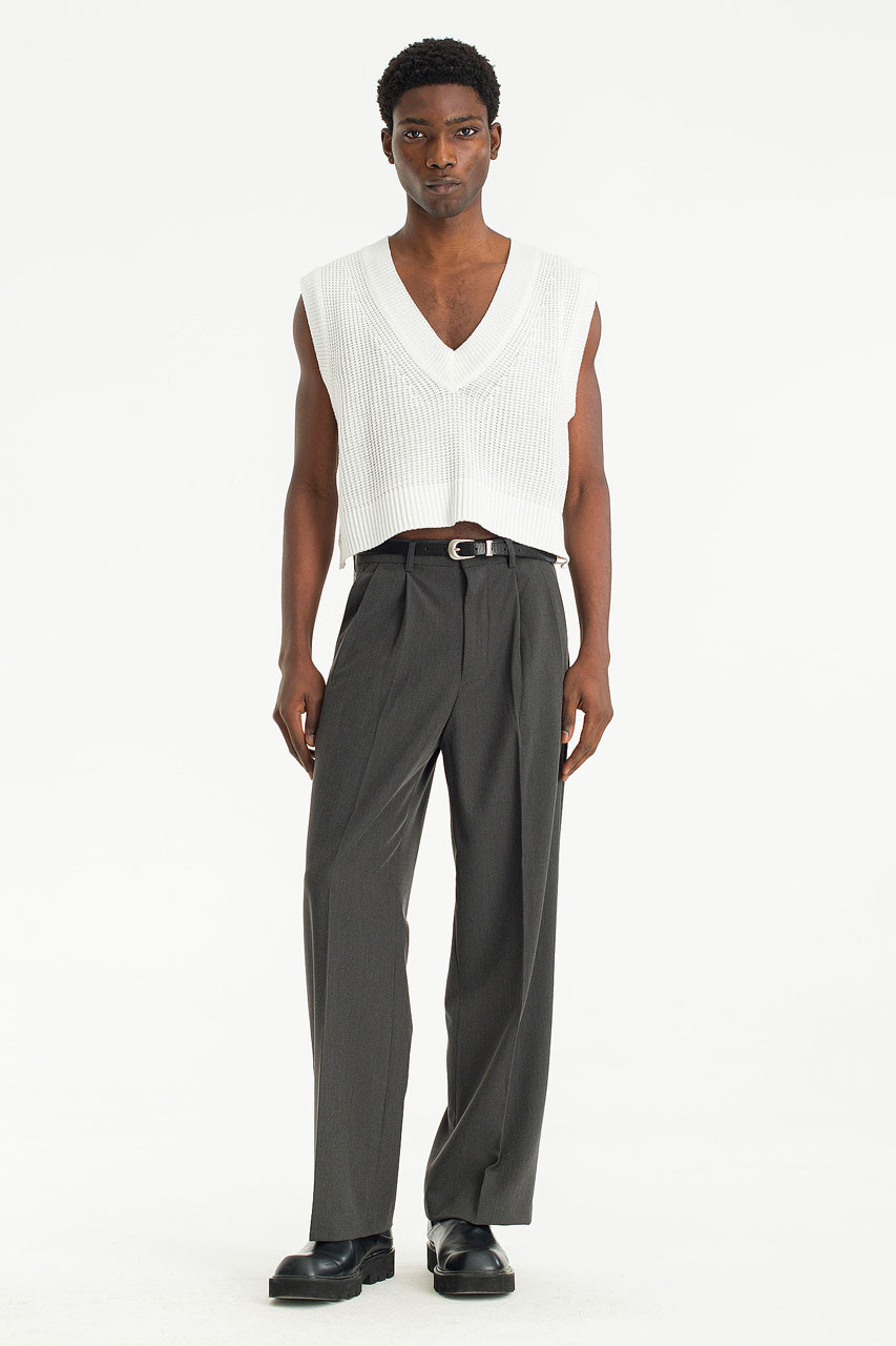 Menswear | Cropped Knit Vest, White