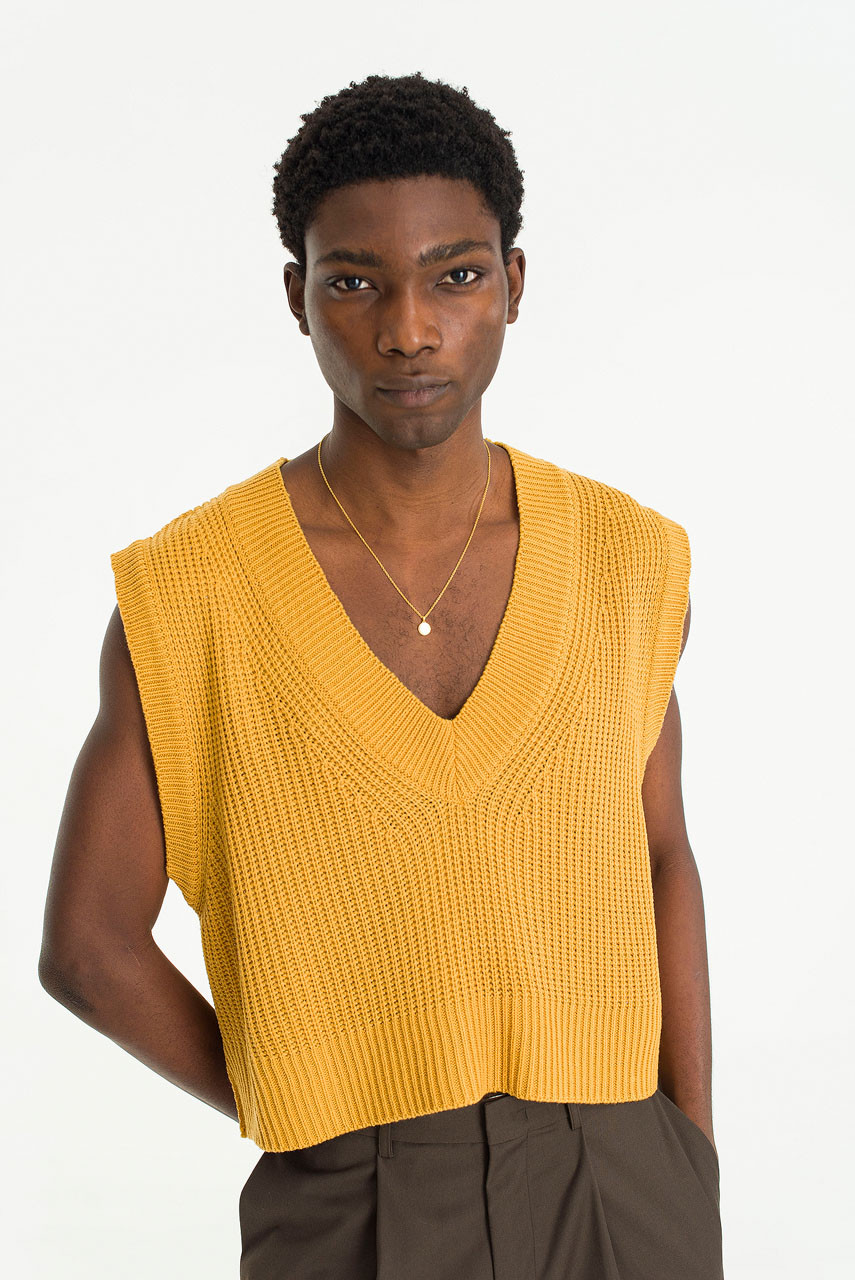 Menswear | Cropped Knit Vest, Sunflower