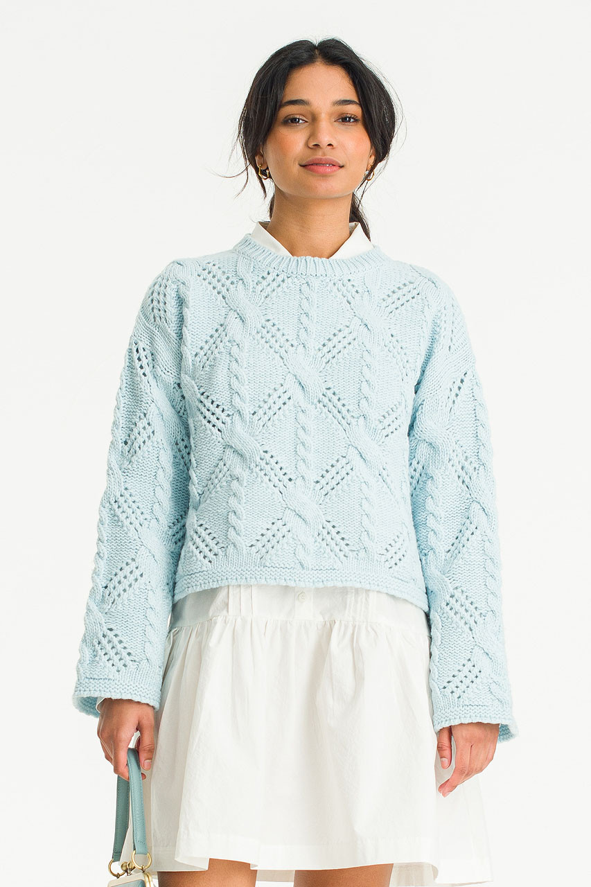 Lucia Crochet Jumper, Blue