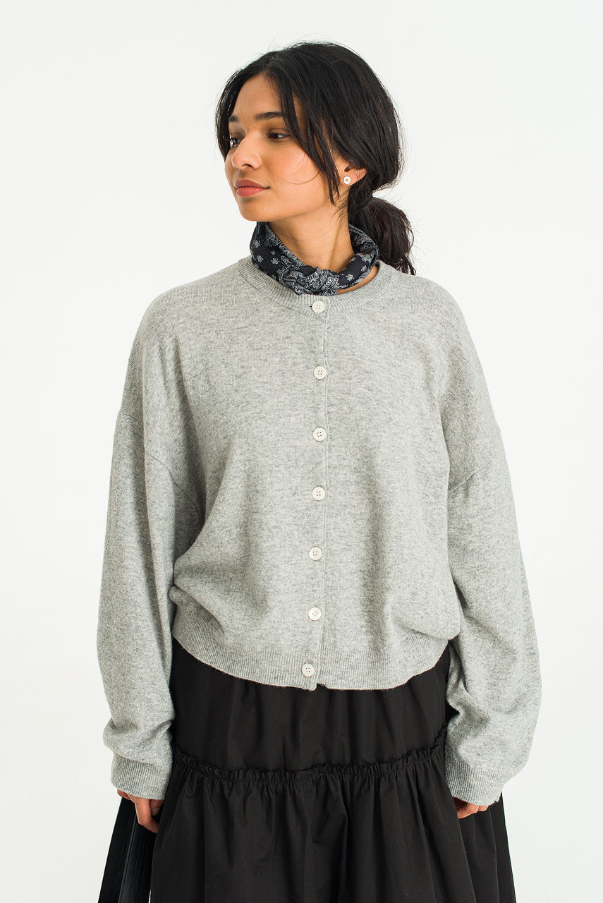 【KOOLOSET】Summer Net Half Cardigan Haku Simple Cardigan, Grey