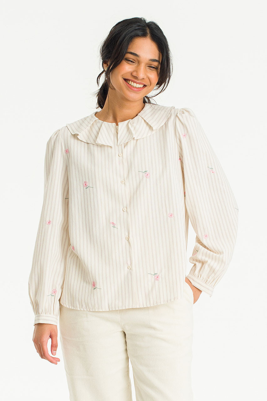 Alienor Embroidered Blouse, Beige