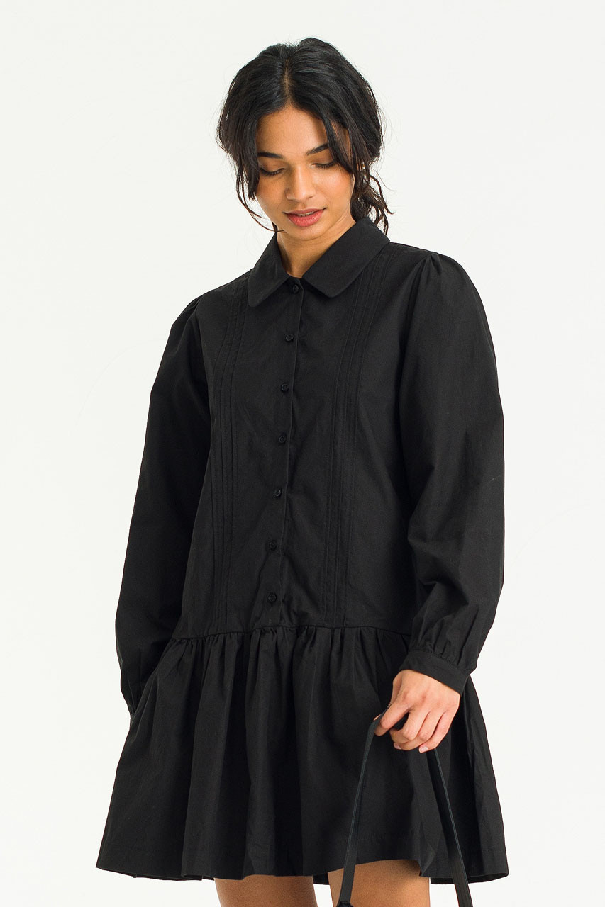 Daniela Mini Shirt Dress, Black