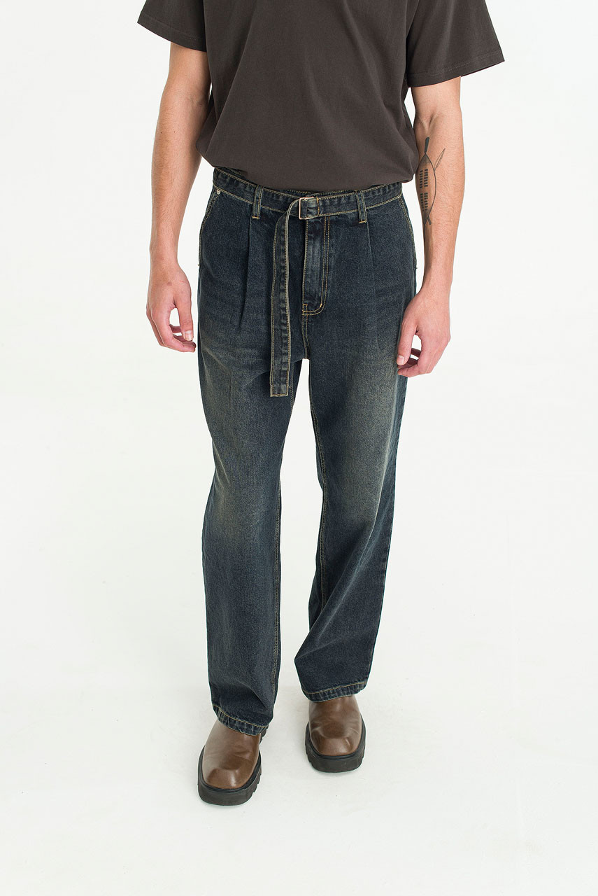 Menswear | Belted Jeans, Indigo
