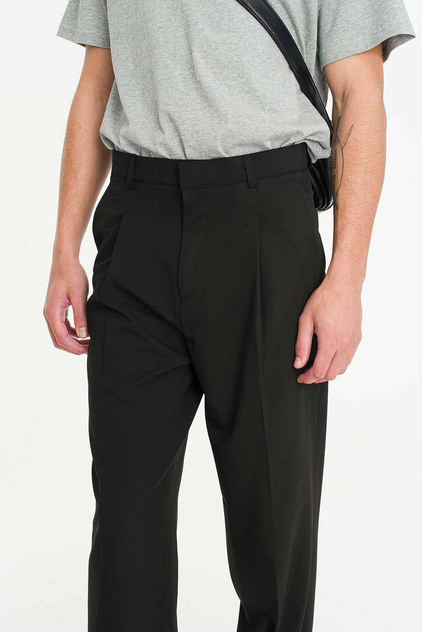 Menswear | Pintuck Trousers, Black