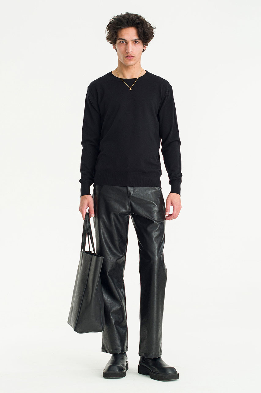 Menswear | Soft-Touch Crew Neck Knit, Black