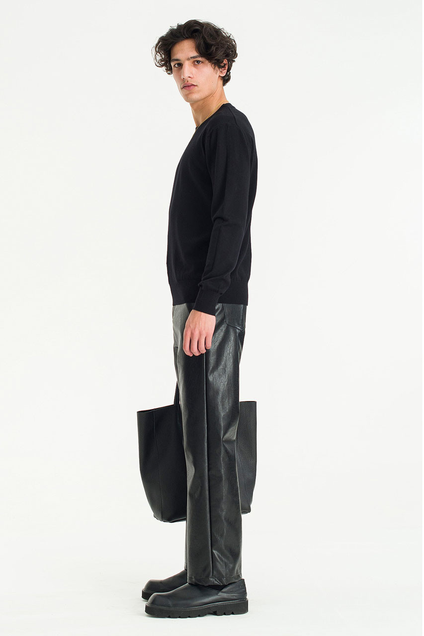 Menswear | Soft-Touch Crew Neck Knit, Black