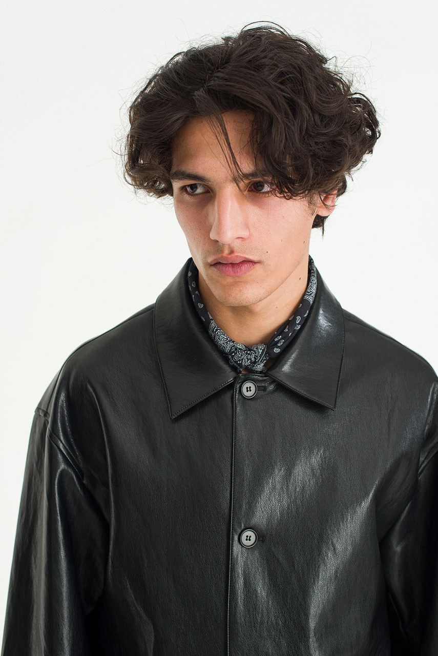 Menswear | Pleather Workwear Jacket, Black