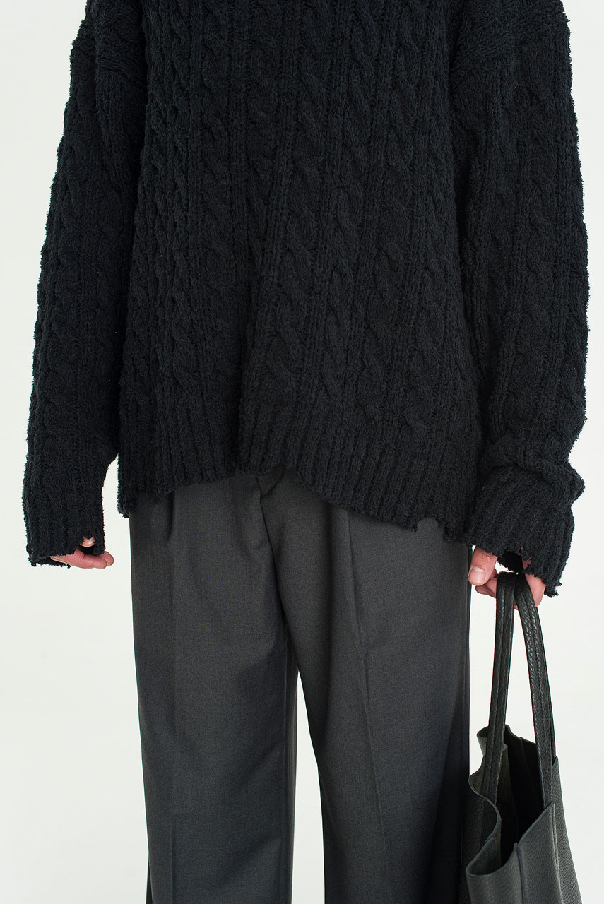 Menswear | Destroyed Cable Knit, Black