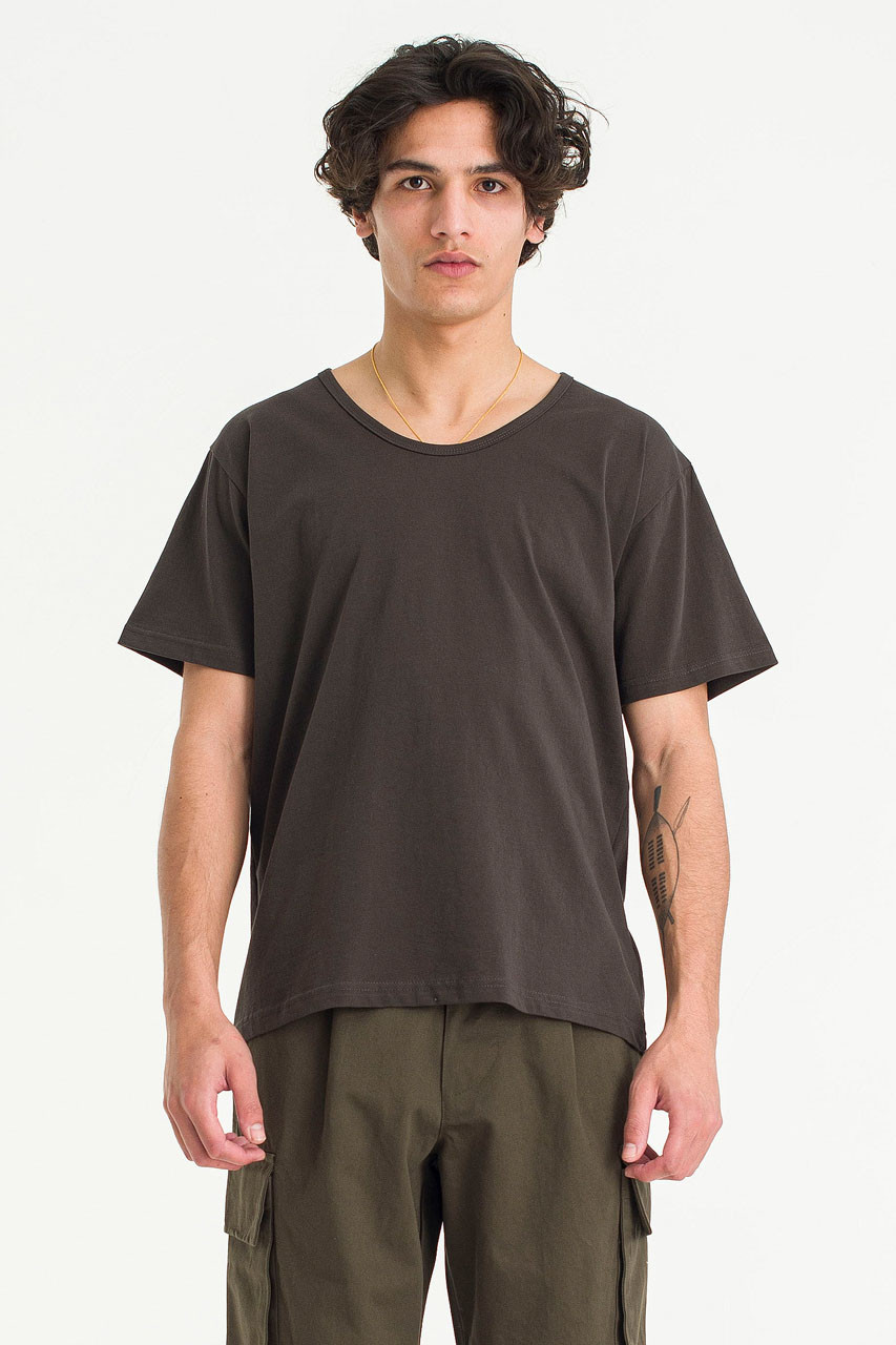 Menswear | U-Neck Short-Sleeve Tee, Charcoal