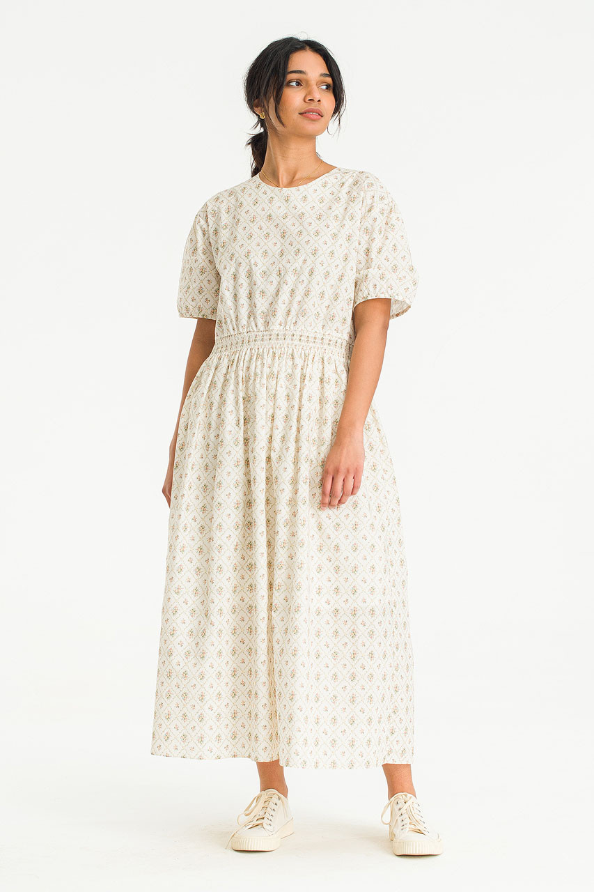 Sabrina Flower Print Dress, Ivory