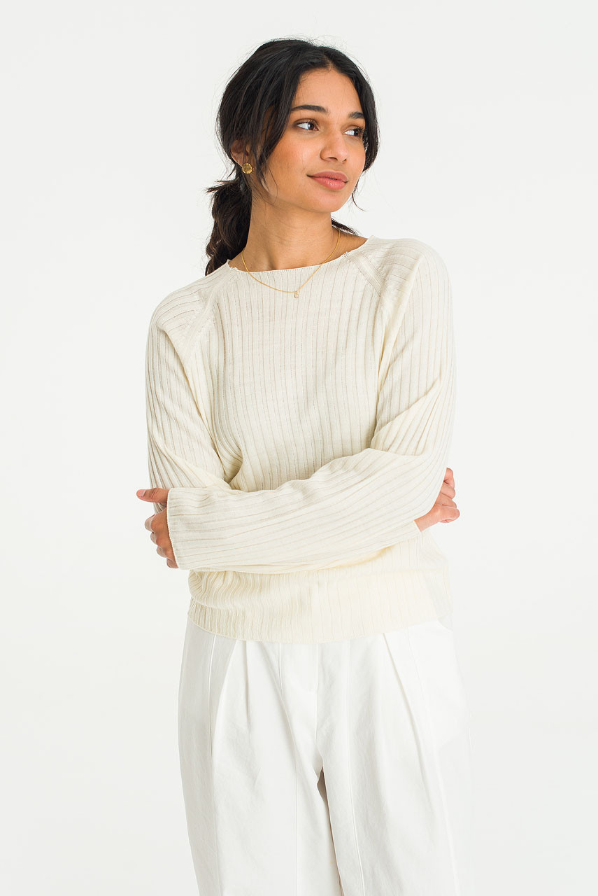 Square Neck Light Weight Jumper, Ivory