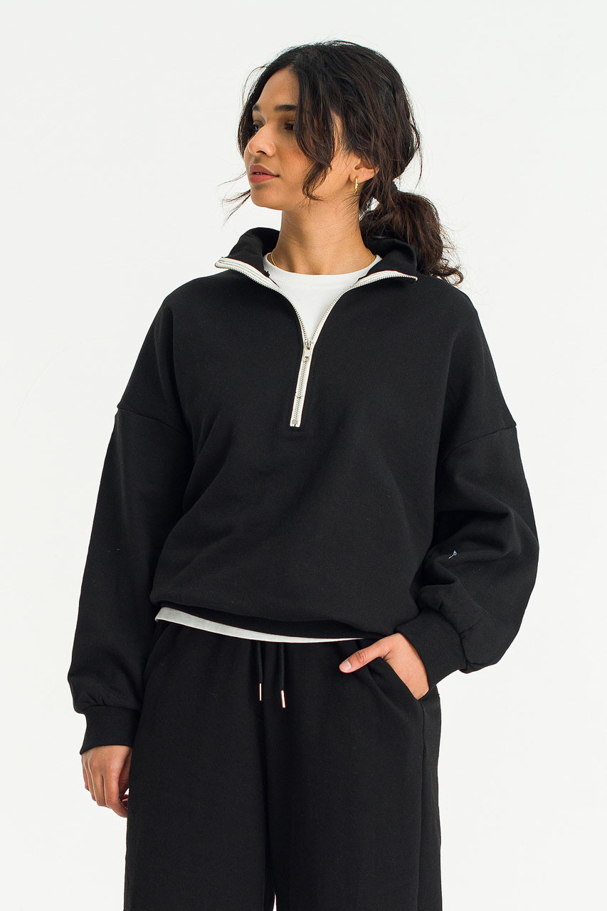 Rita Zip Up Sweat, Black