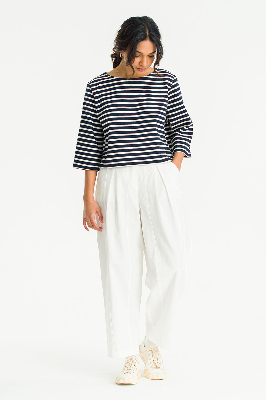 Anna Stripe Crop Tee, Navy