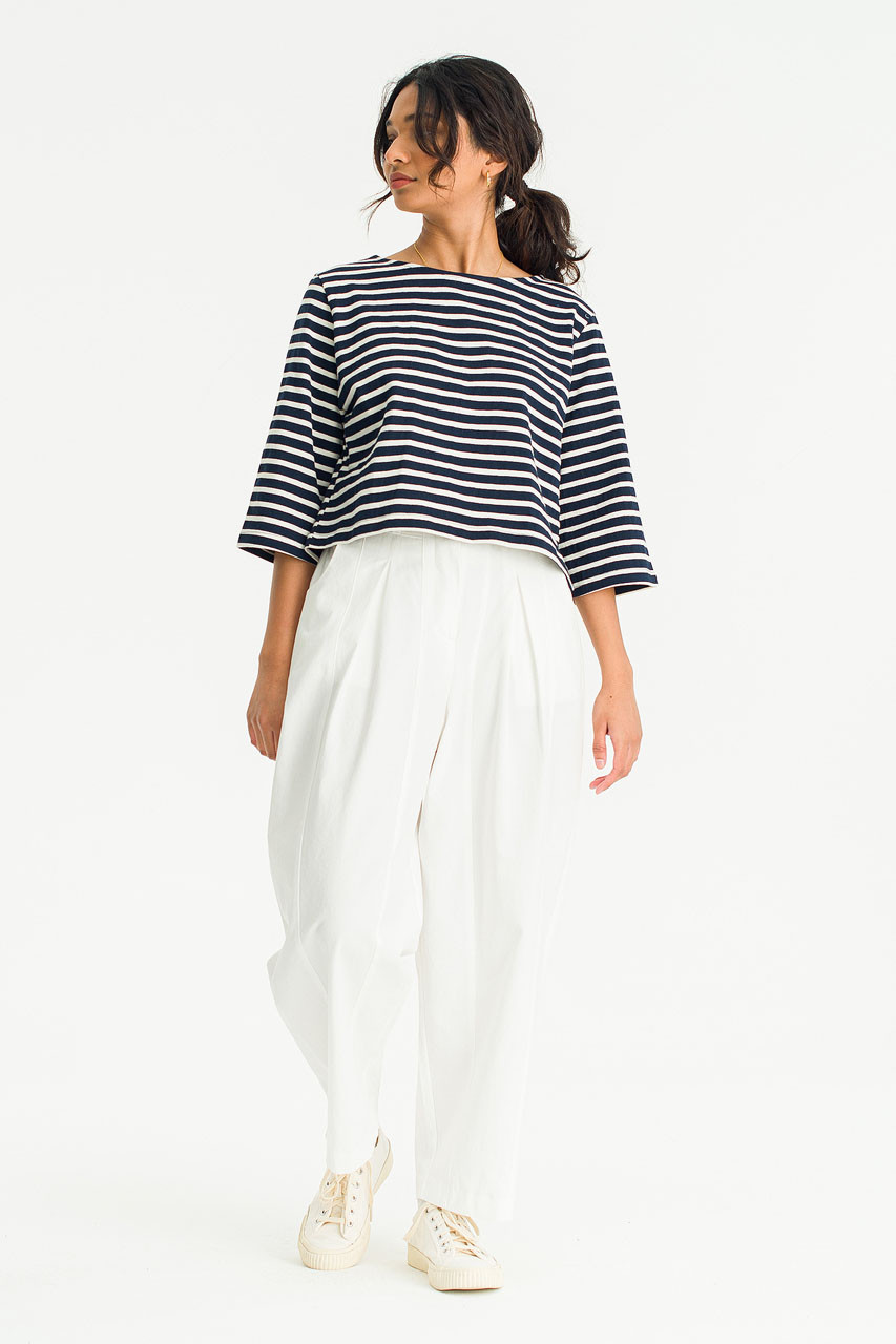 Anna Stripe Crop Tee, Navy