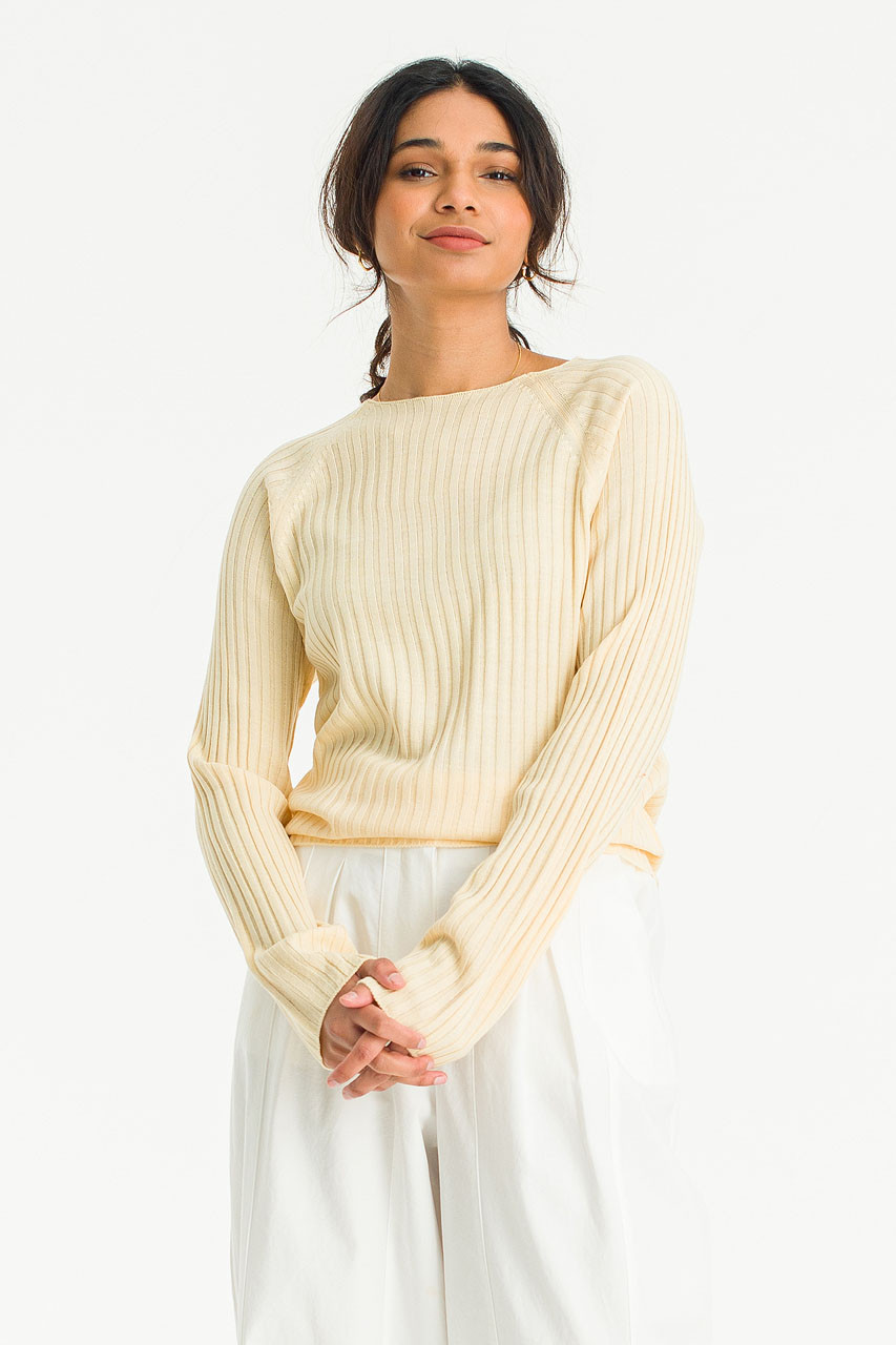 Square Neck Light Weight Jumper, Chamomile