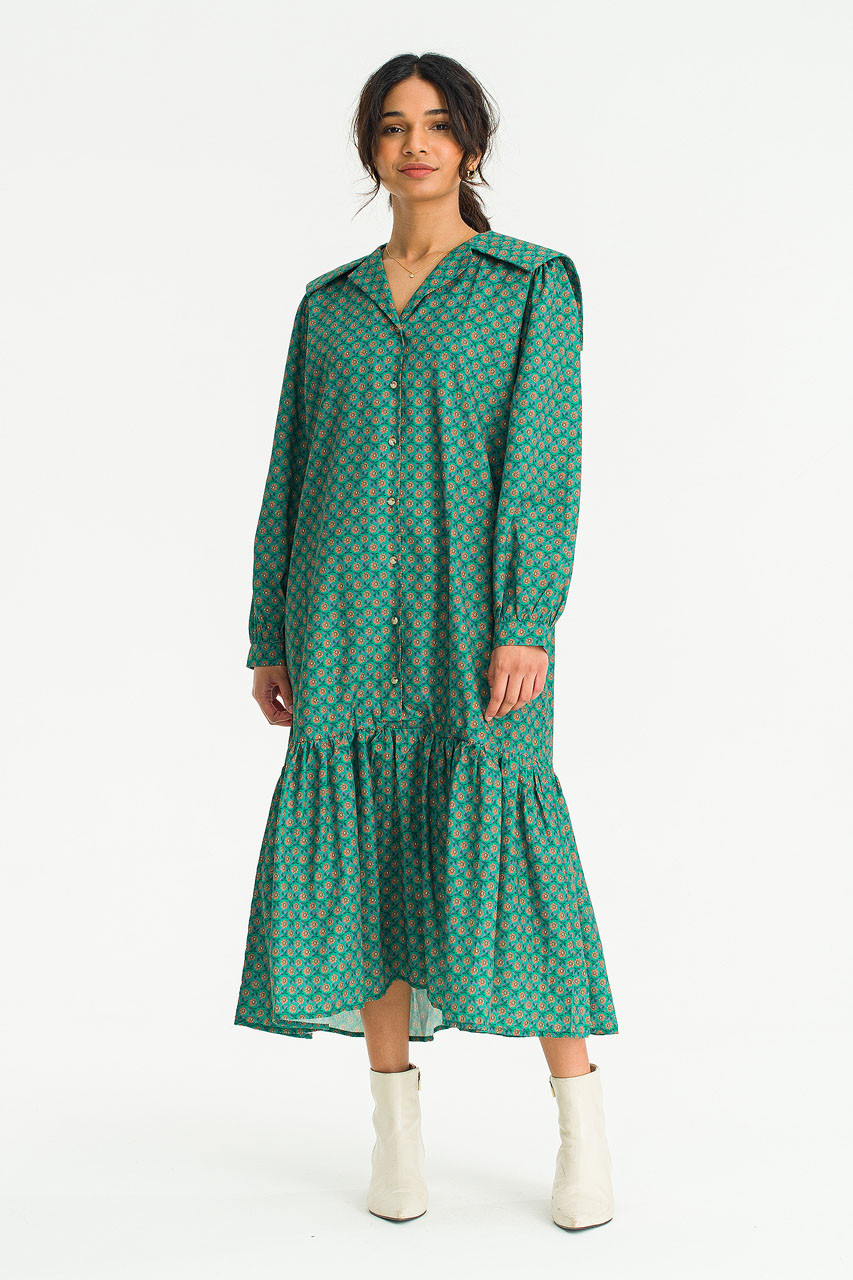 Mona Box Print Dress, Green