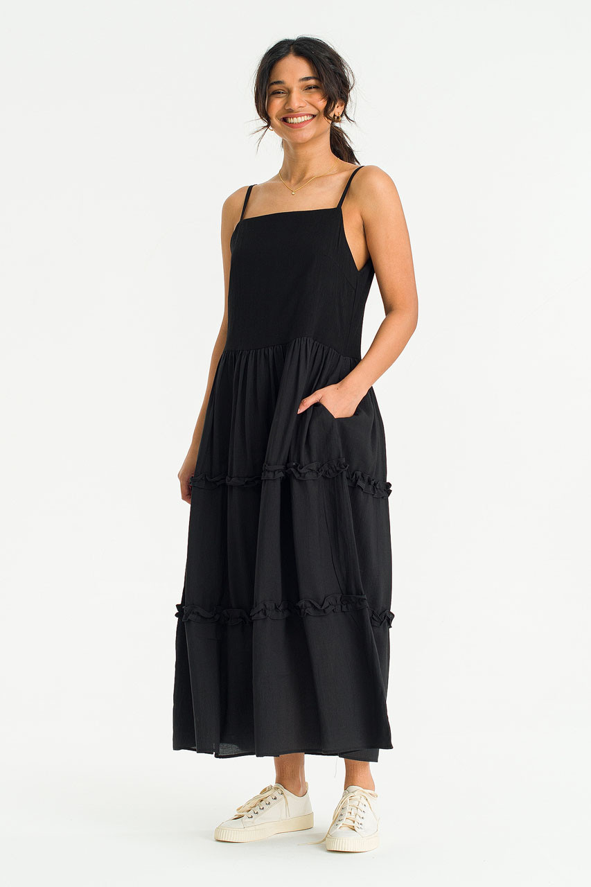 Freesia Tiered cami dress, Black