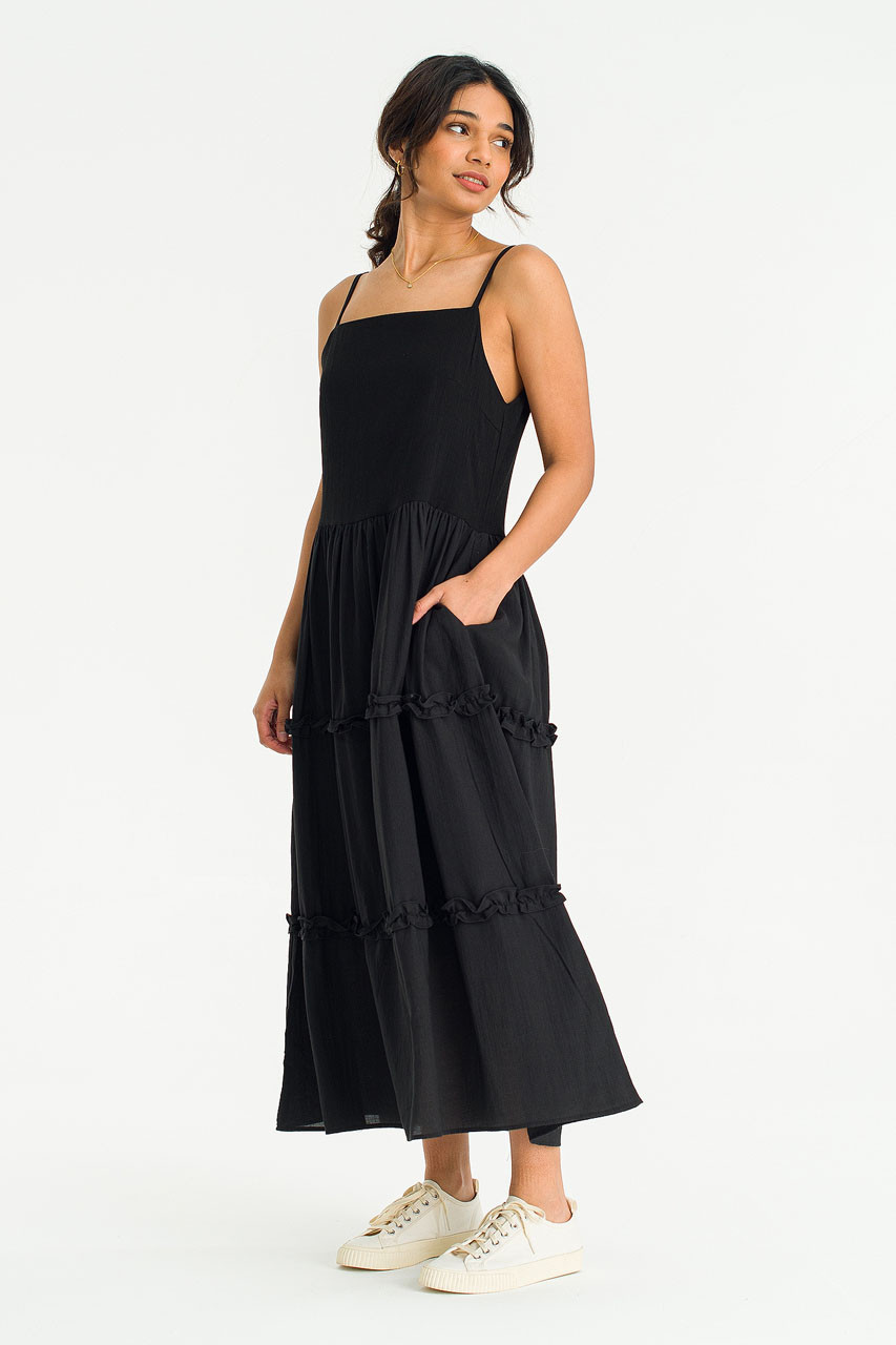 Freesia Tiered cami dress, Black