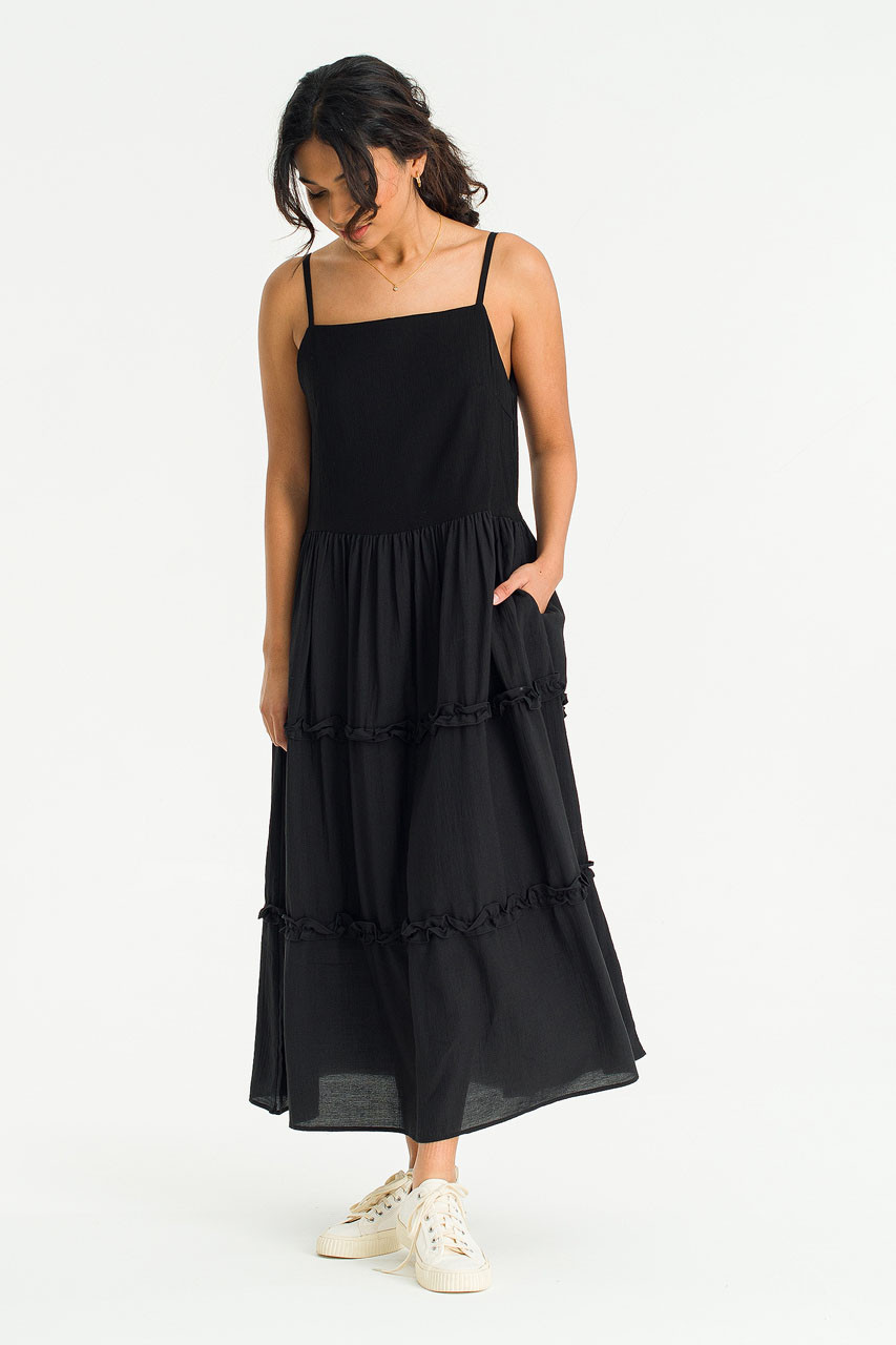 Freesia Tiered cami dress, Black