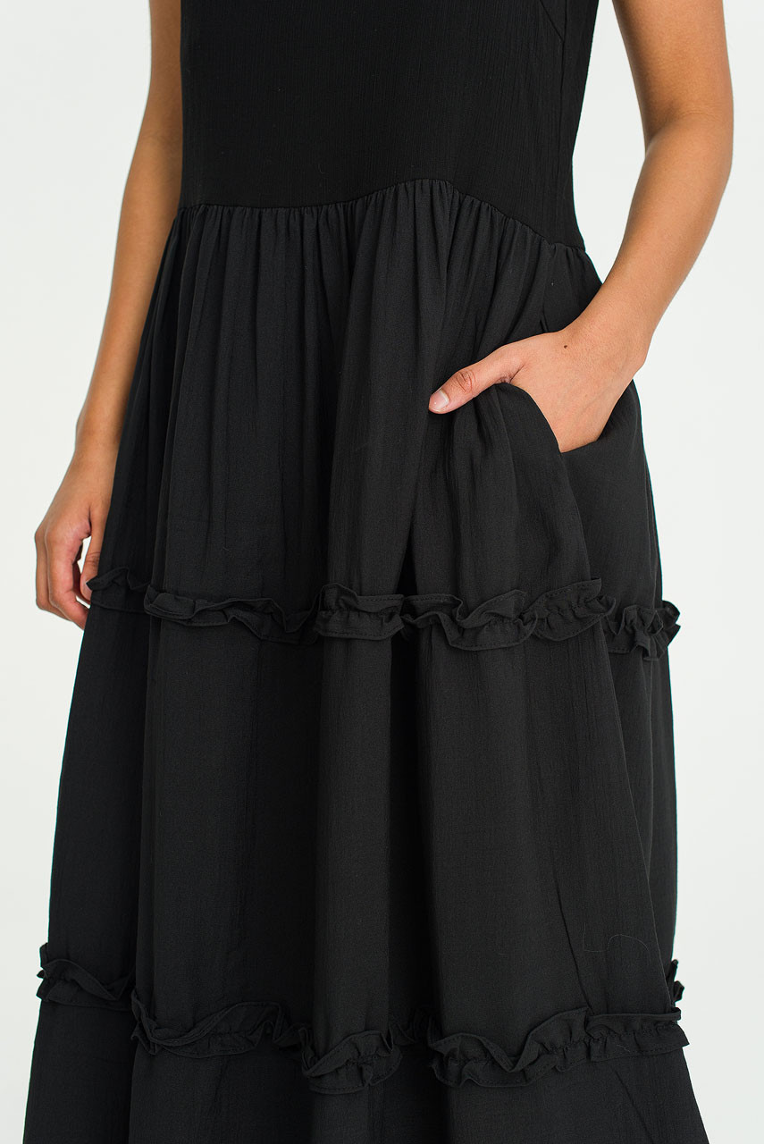 Freesia Tiered cami dress, Black