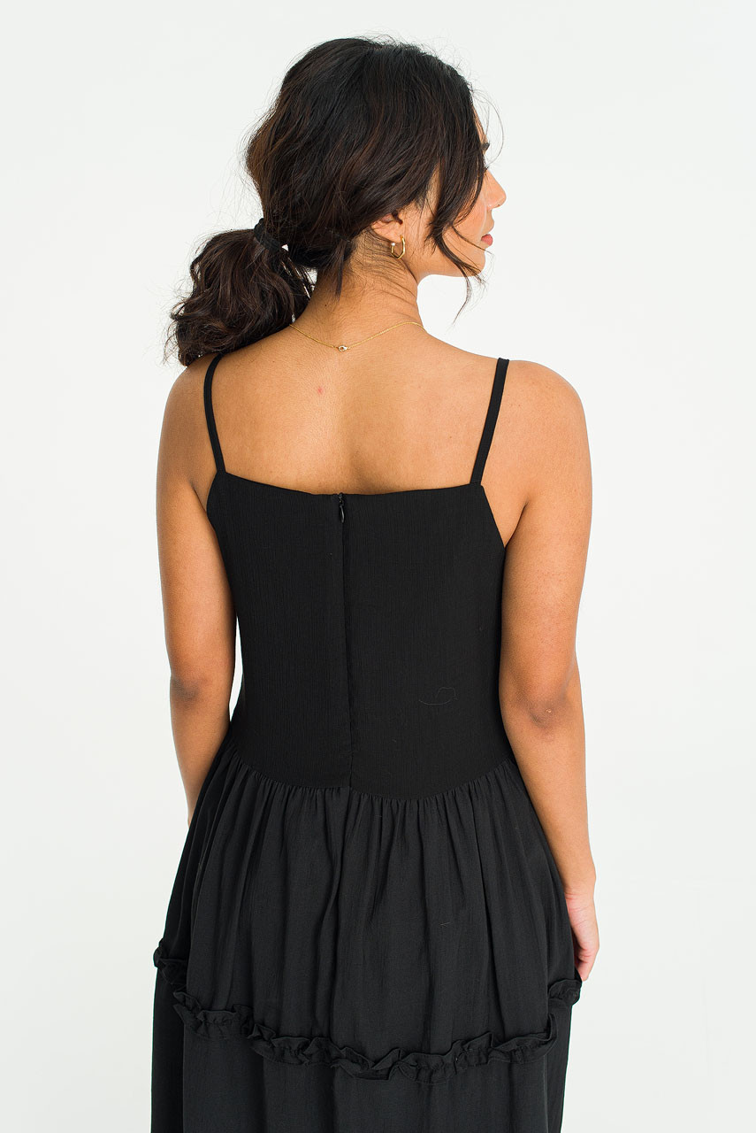 Freesia Tiered cami dress, Black