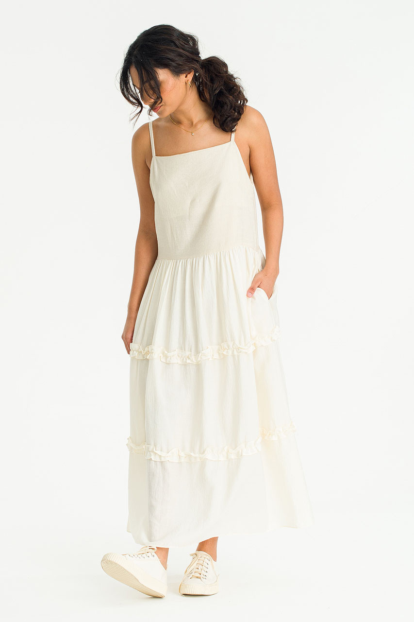 Freesia Tiered cami dress, Ivory