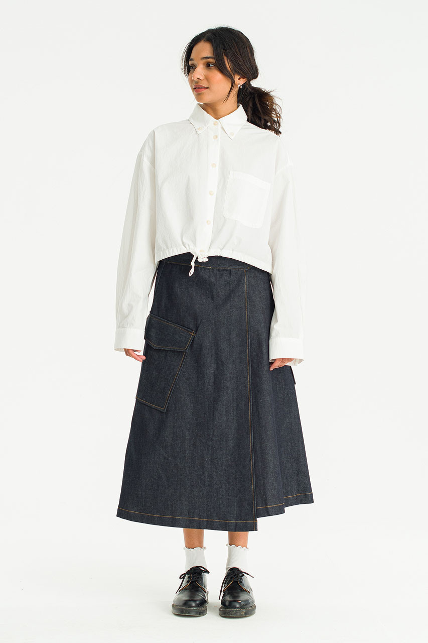 Minato Cargo Wrap Skirt, Indigo