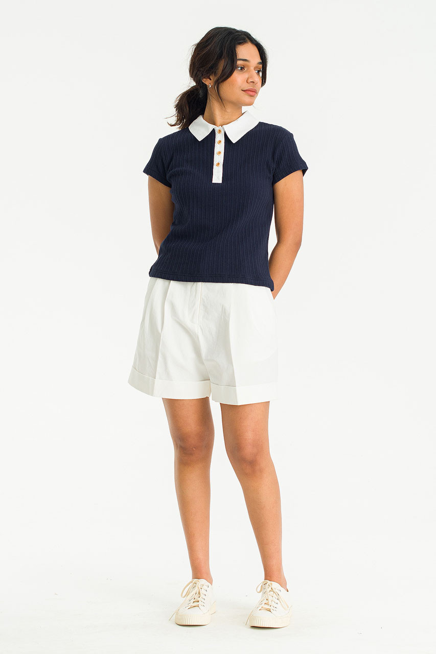 Contrast Colour Polo Tee, Navy