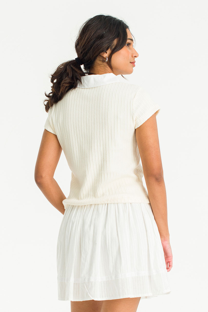 Contrast Colour Polo Tee, Ivory