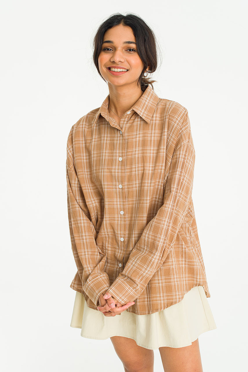 Yuka Check Shirt, Beige