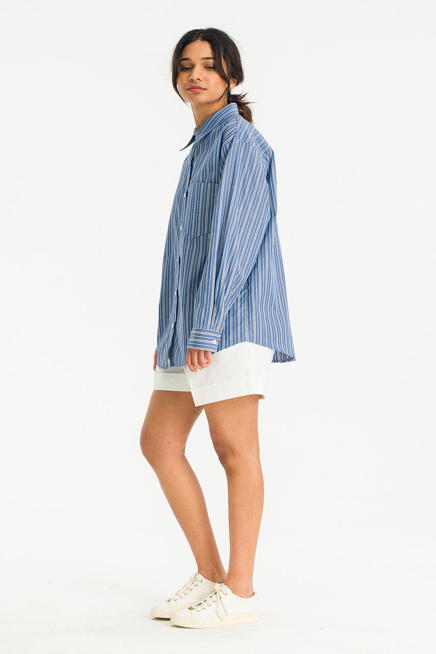 Aria Stripe Shirt, Blue