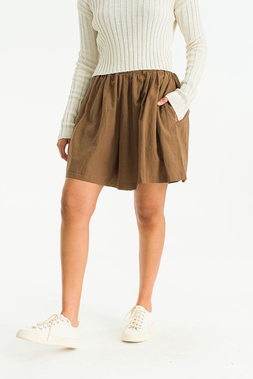 Moa Linen Skort, Brown