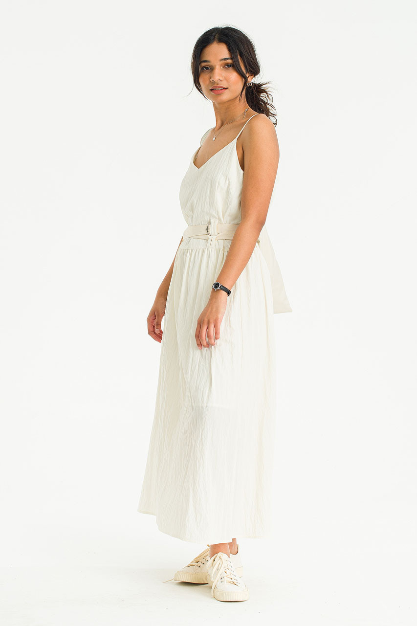 Agathe Belted Cami Dress, Cream