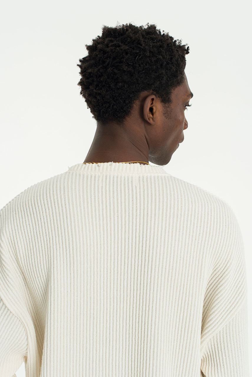 Menswear | Distressed Rib Knit, Ivory