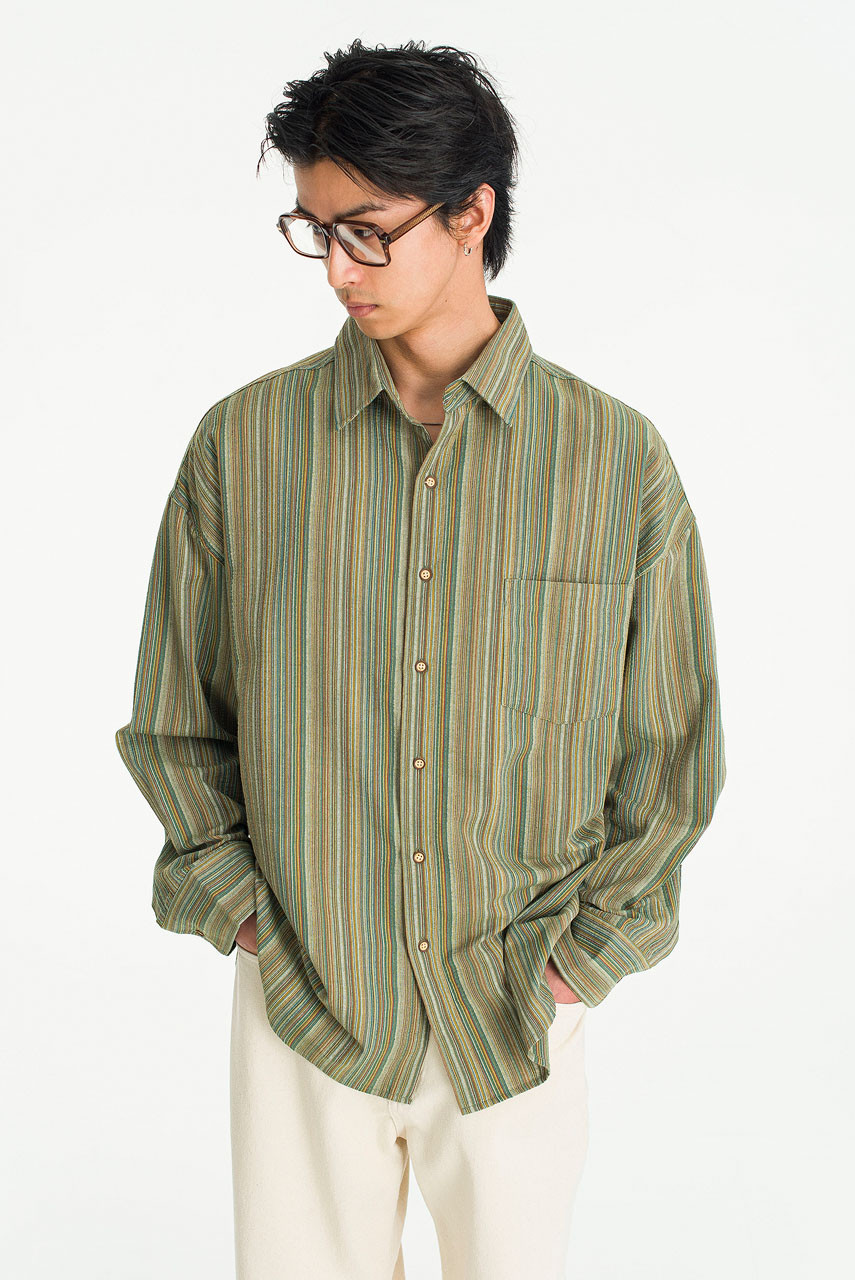 Menswear | Mixed Stripe Shirt, Green