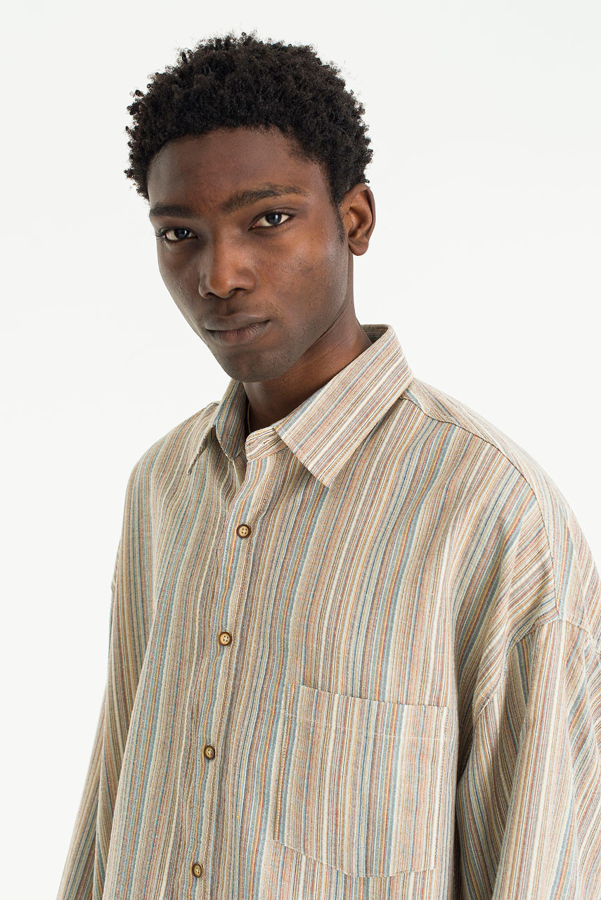 Menswear | Mixed Stripe Shirt, Beige