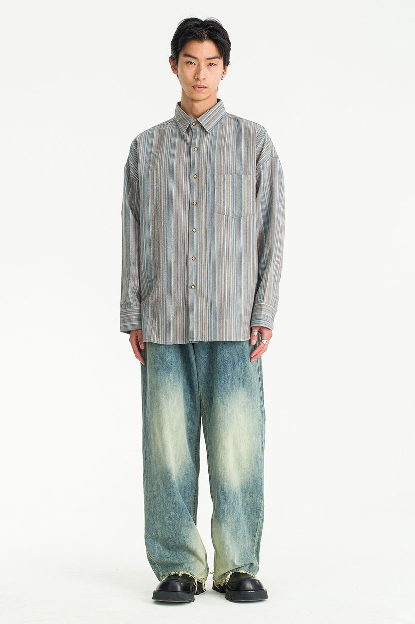 Menswear | Mixed Stripe Shirt, Blue