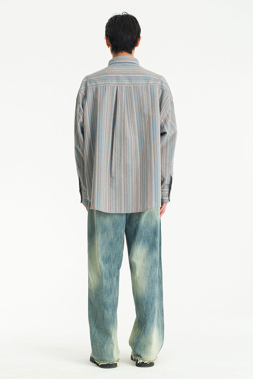 Menswear | Mixed Stripe Shirt, Blue